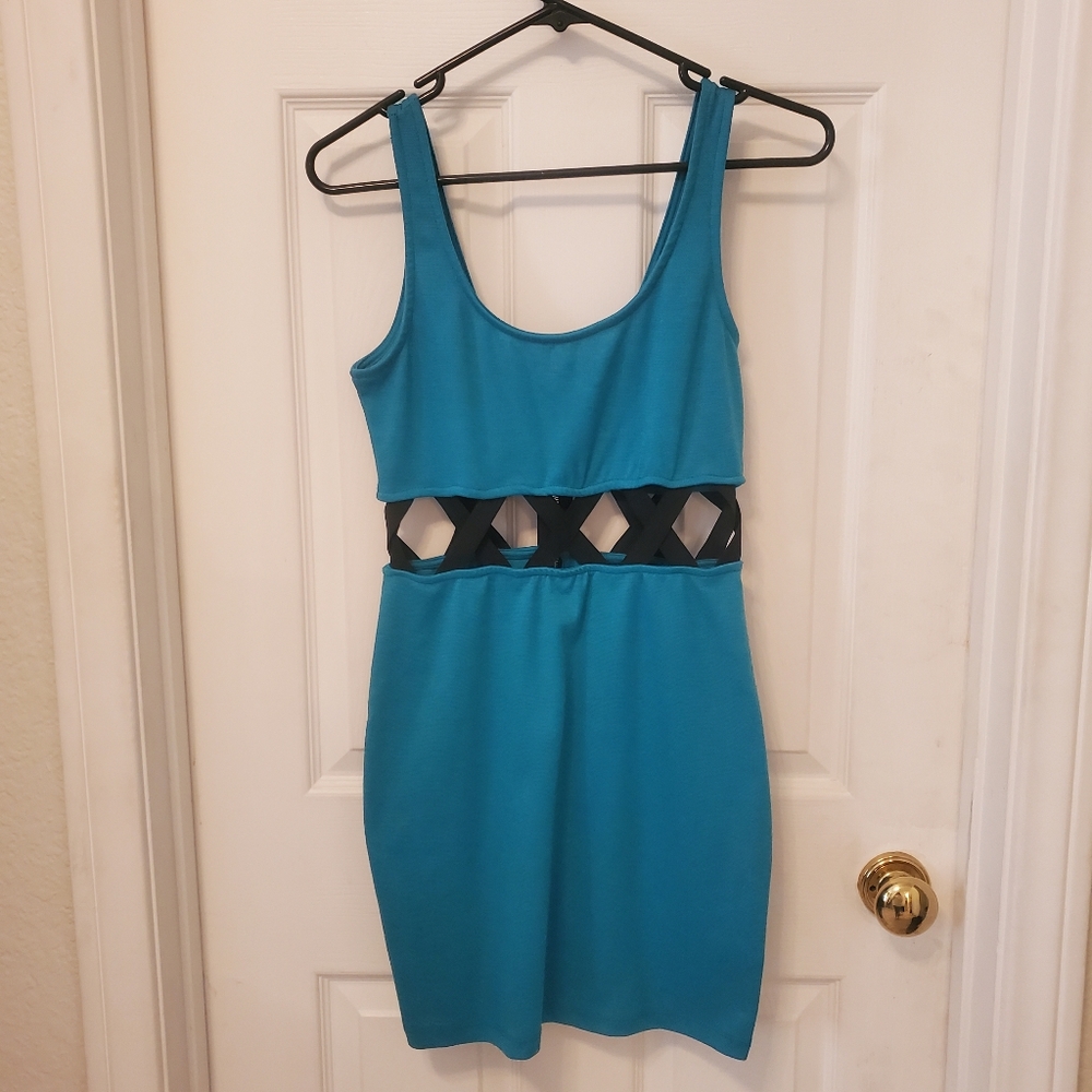 Size medium aqua cut out mini dress